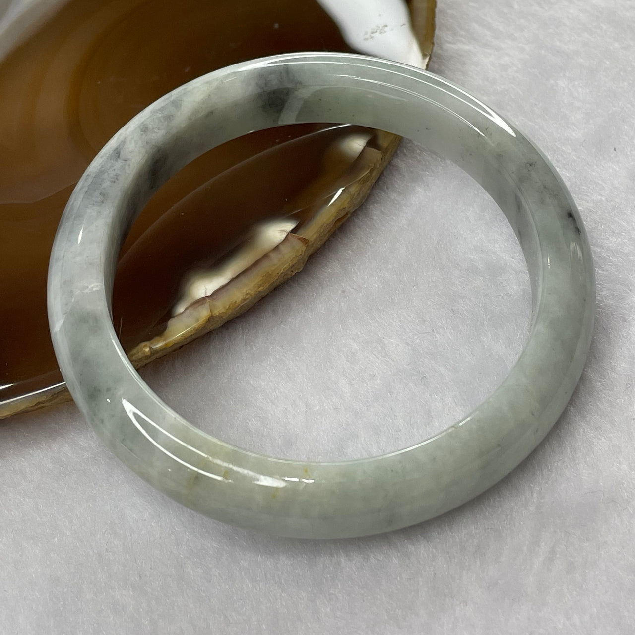 Type A Green and Grey Wuji 58.6g inner Dia 58.6mm 11.2 by 8.2mm (Slight External Rough) - Huangs Jadeite and Jewelry Pte Ltd