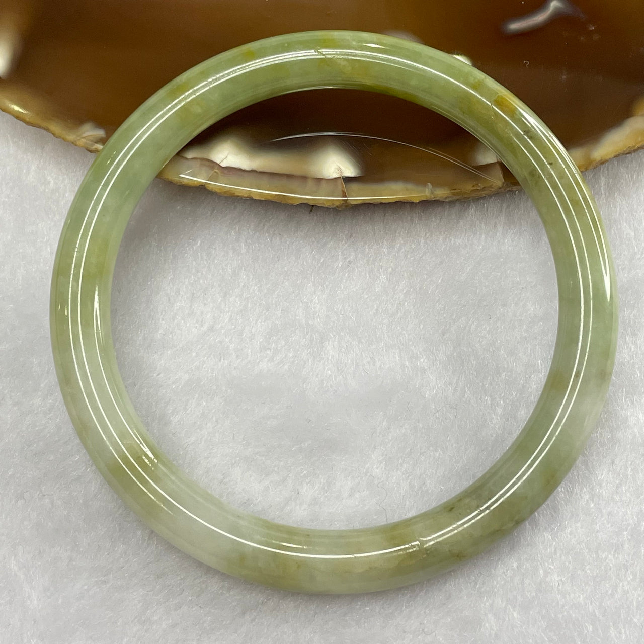 Type A Green and Yellow Bangle 25.62g inner Dia 54.0mm 7.3 by 7.2mm (External Line) - Huangs Jadeite and Jewelry Pte Ltd