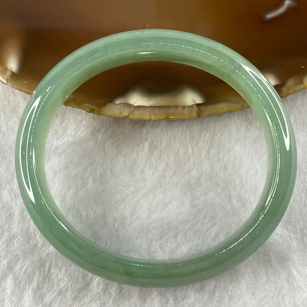 Type A Jelly Green Jade Jadeite Oval Bangle 38.38g inner Dia 54.2mm 12.5 by 6.4mm - Huangs Jadeite and Jewelry Pte Ltd