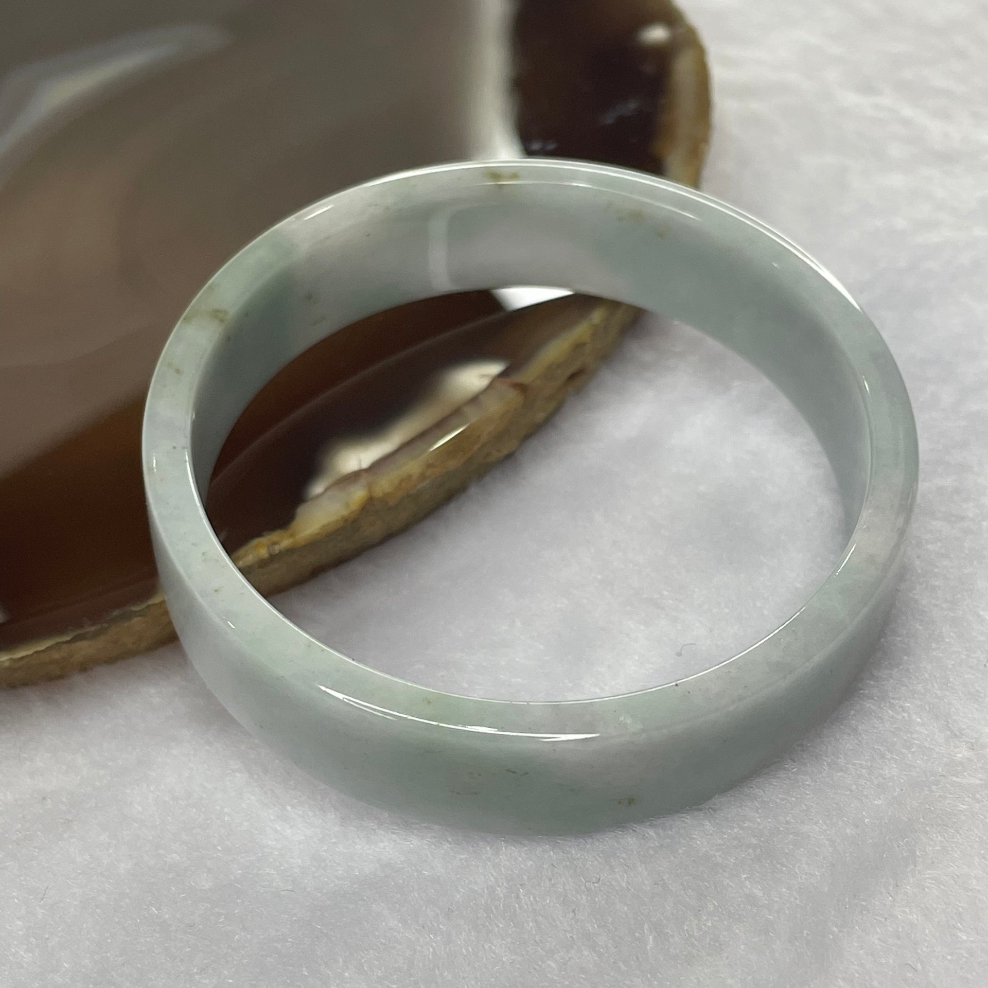 Type A Sky Blue and Lavender Jade Jadeite Flat Bangle 29.39g inner Dia 52.2mm 13.1 by 4.0mm (Very Slight External Rough) - Huangs Jadeite and Jewelry Pte Ltd