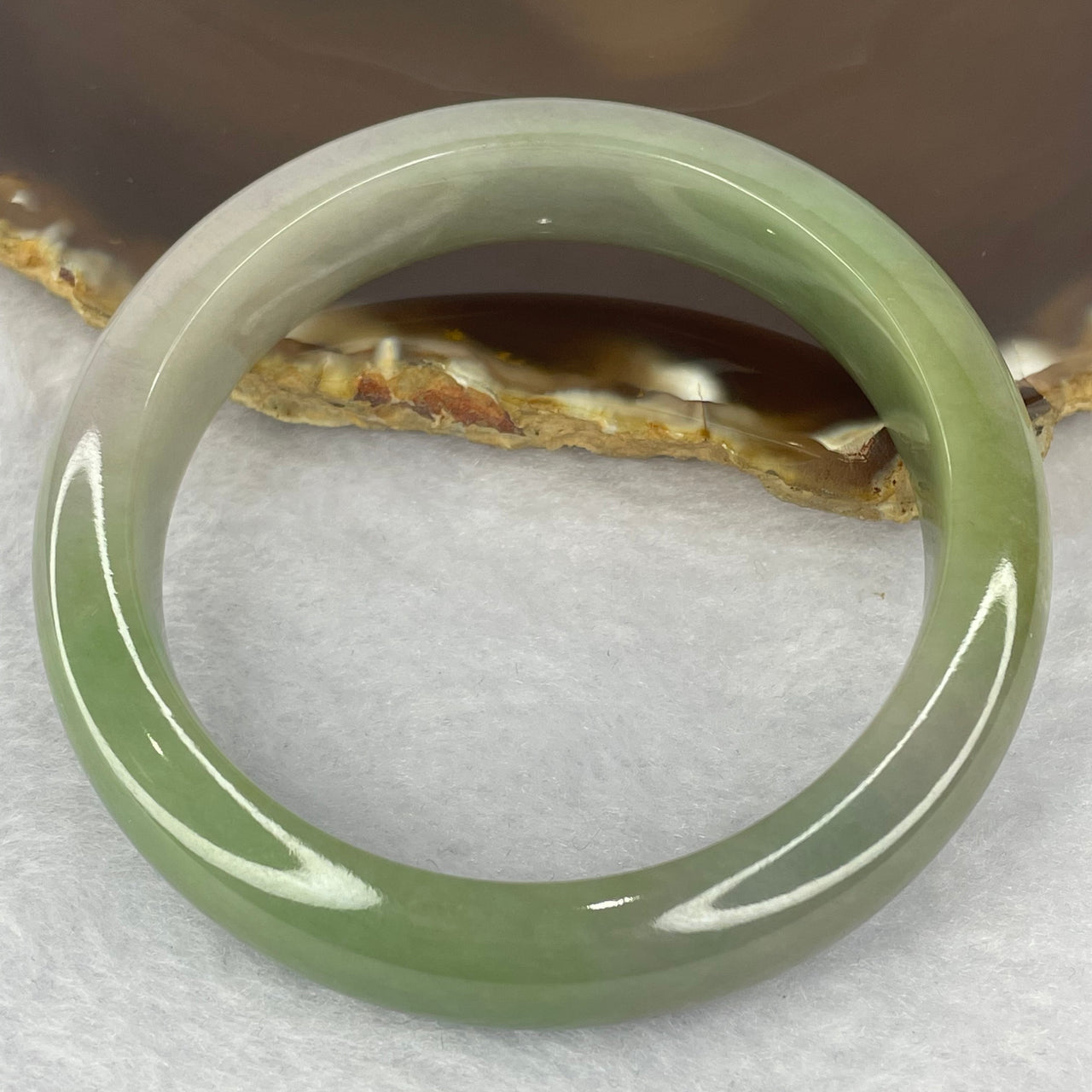 Type A Green Yellow Jadeite Bangle 55.49g inner diameter 55.1mm by 12.8 by 8.7mm (very slight internal line) - Huangs Jadeite and Jewelry Pte Ltd