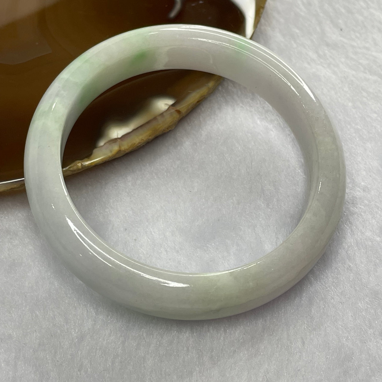 Type A Lavender with Spicy Green Patches Bangle 54.08g inner Dia 56.3mm 12.8 by 8.1mm (Slight External Rough) - Huangs Jadeite and Jewelry Pte Ltd