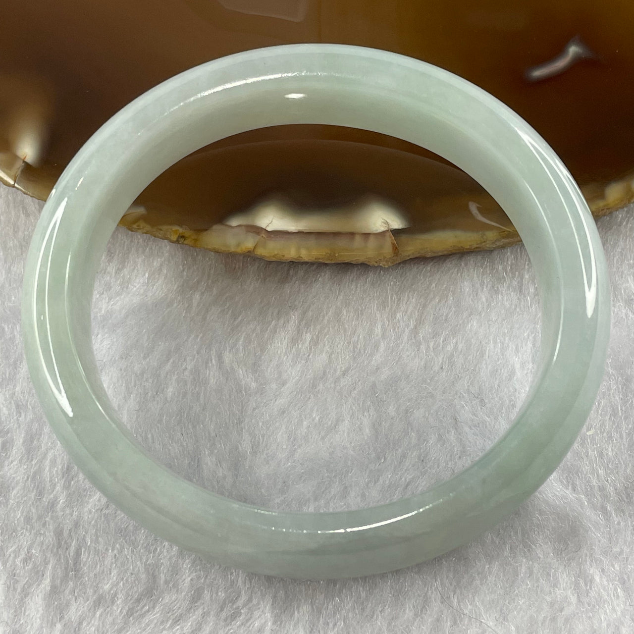 Type A Light Green Jade Jadeite Oval Bangle 50.49g inner Dia 54.6mm 14.0 by 7.5mm - Huangs Jadeite and Jewelry Pte Ltd