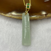 Type A Semi Icy Green Jade Jadeite Bamboo Pendant - 4.72g 34.2 by 9.2 by 6.2mm - Huangs Jadeite and Jewelry Pte Ltd