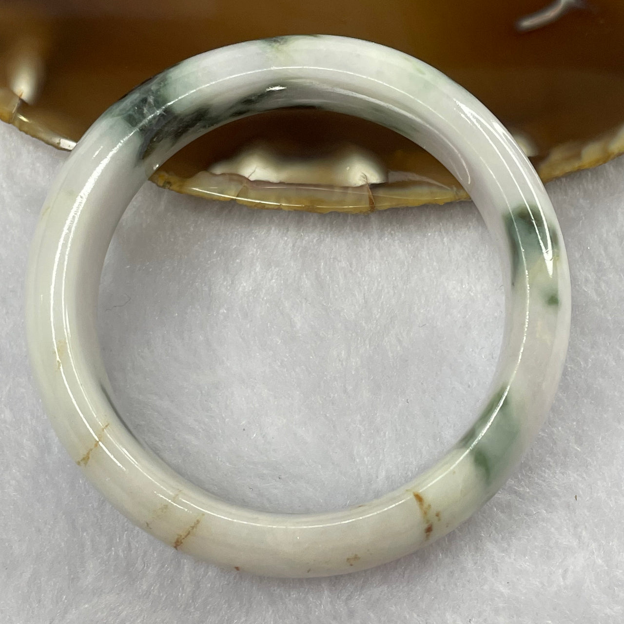 Type A Lavender and Green Piao Hua with Red Patches Jade Jadeite Bangle 57.31g inner Dia 51.0mm 16.1 by 7.7mm (External Rough) - Huangs Jadeite and Jewelry Pte Ltd