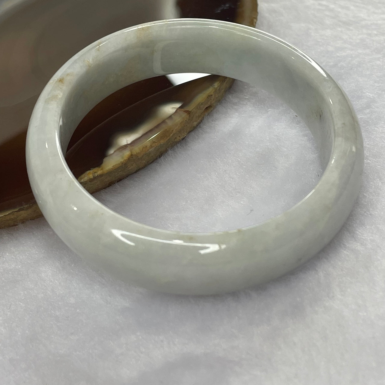 Type A Faint Lavender Jade Jadeite Bangle 55.81g inner Dia 54.7mm 14.8 by 7.3mm (Slight External Rough) - Huangs Jadeite and Jewelry Pte Ltd