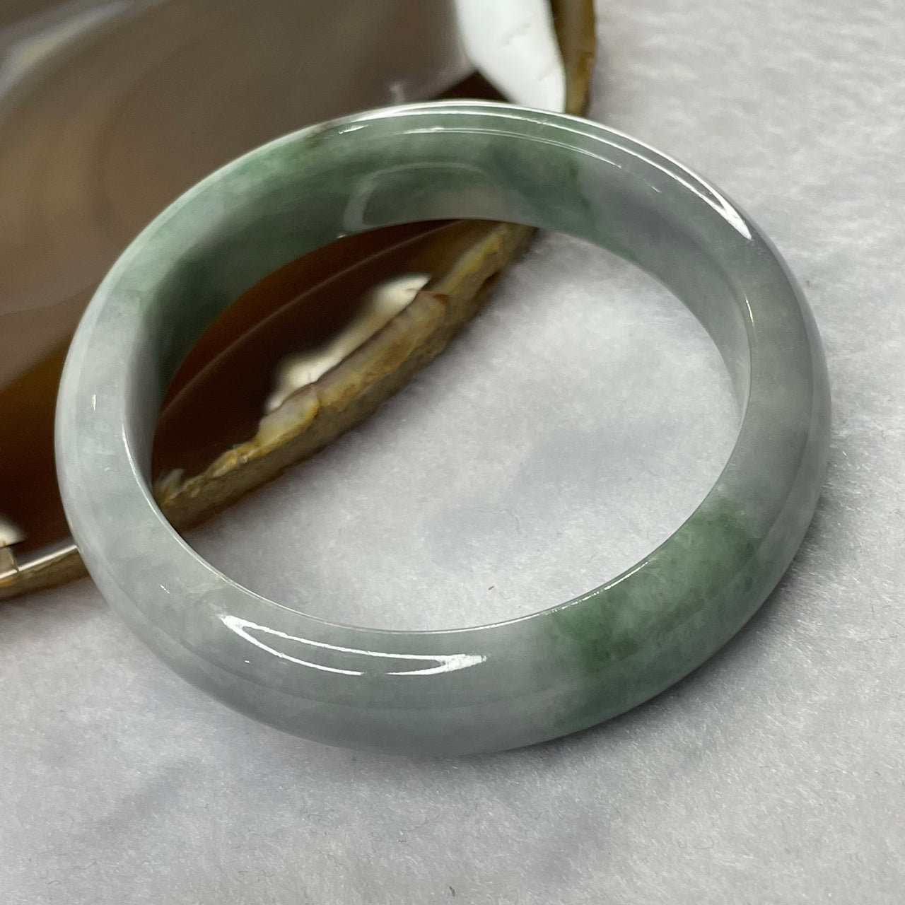 Type A Lavender and Green Jade Jadeite Bangle 55.33g inner Dia 55.2mm 13.3 by 8.0mm (Slight External Rough) - Huangs Jadeite and Jewelry Pte Ltd