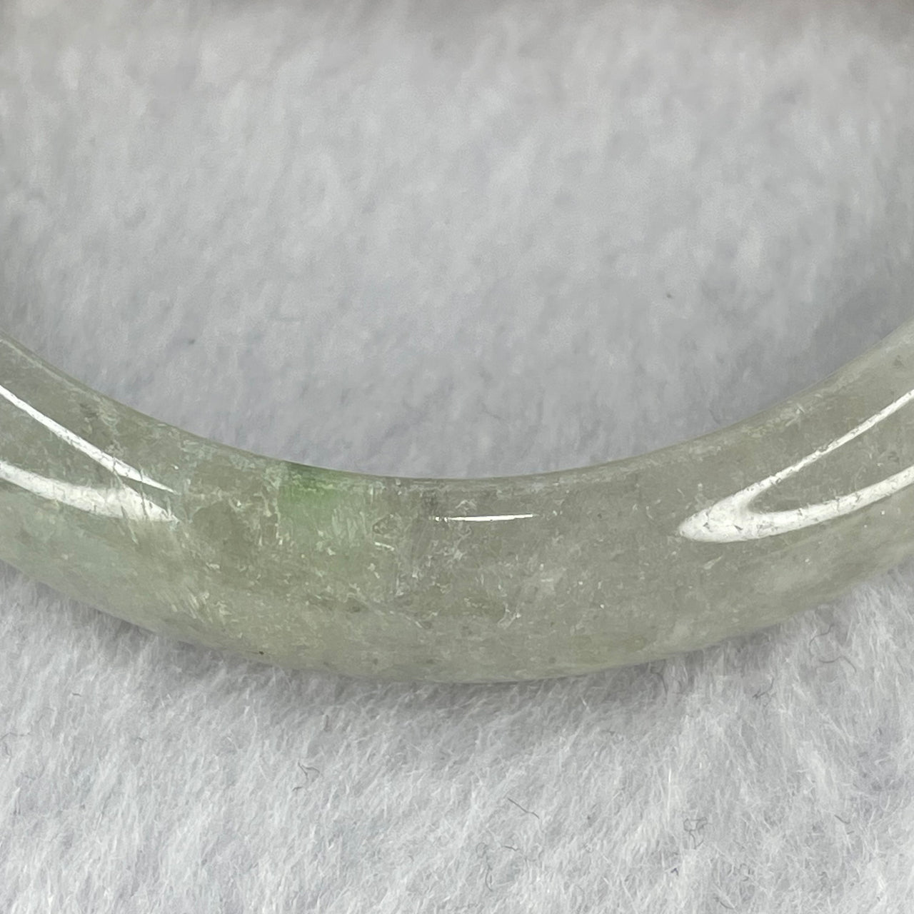 Type Green Lavender Piao Hua Bangle 50.35g  inner diameter 59.1mm 12.4 by 7.6mm (external roughs) - Huangs Jadeite and Jewelry Pte Ltd