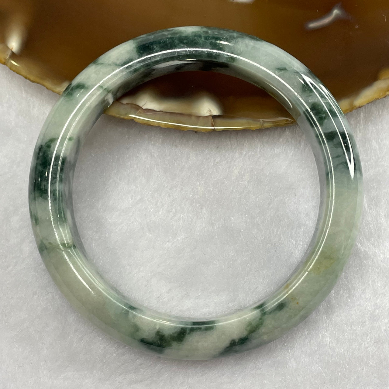 Type A Green Piao Hua Bangle 55.98g inner Dia 53.8mm 12.7 by 8.4mm (External Rough) - Huangs Jadeite and Jewelry Pte Ltd