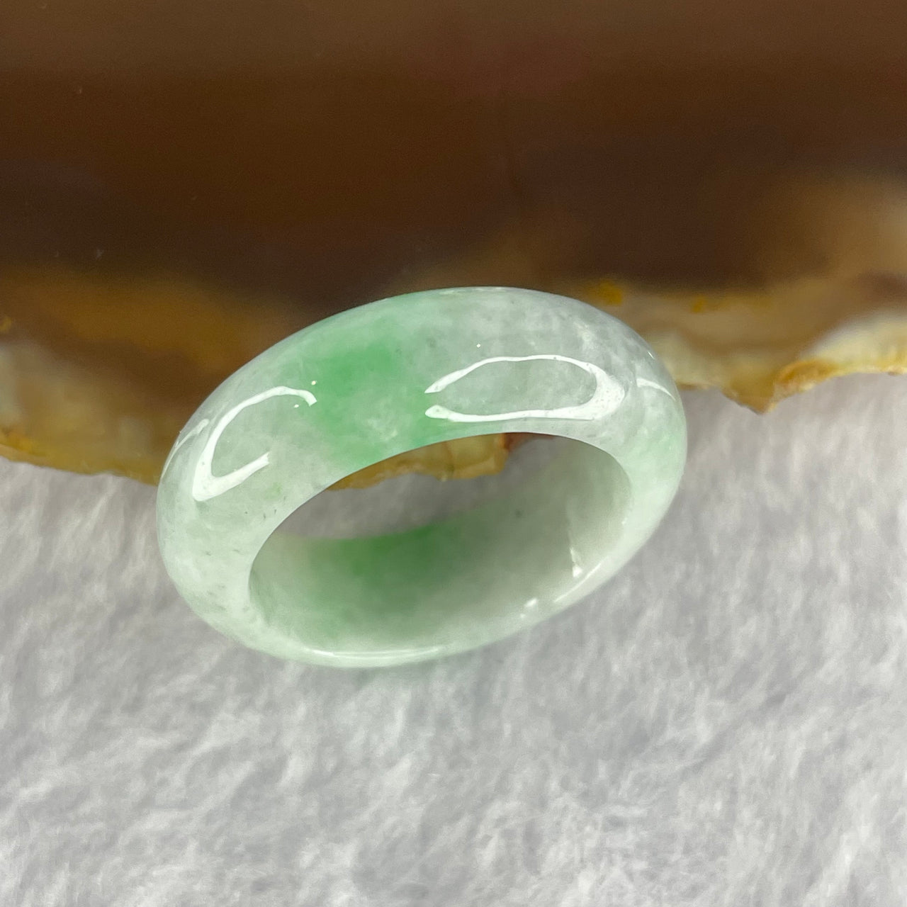 Type A Green Grey Jadeite Ring 4.63g 7.4 by 3.8mm US8.75 HK17.25 - Huangs Jadeite and Jewelry Pte Ltd