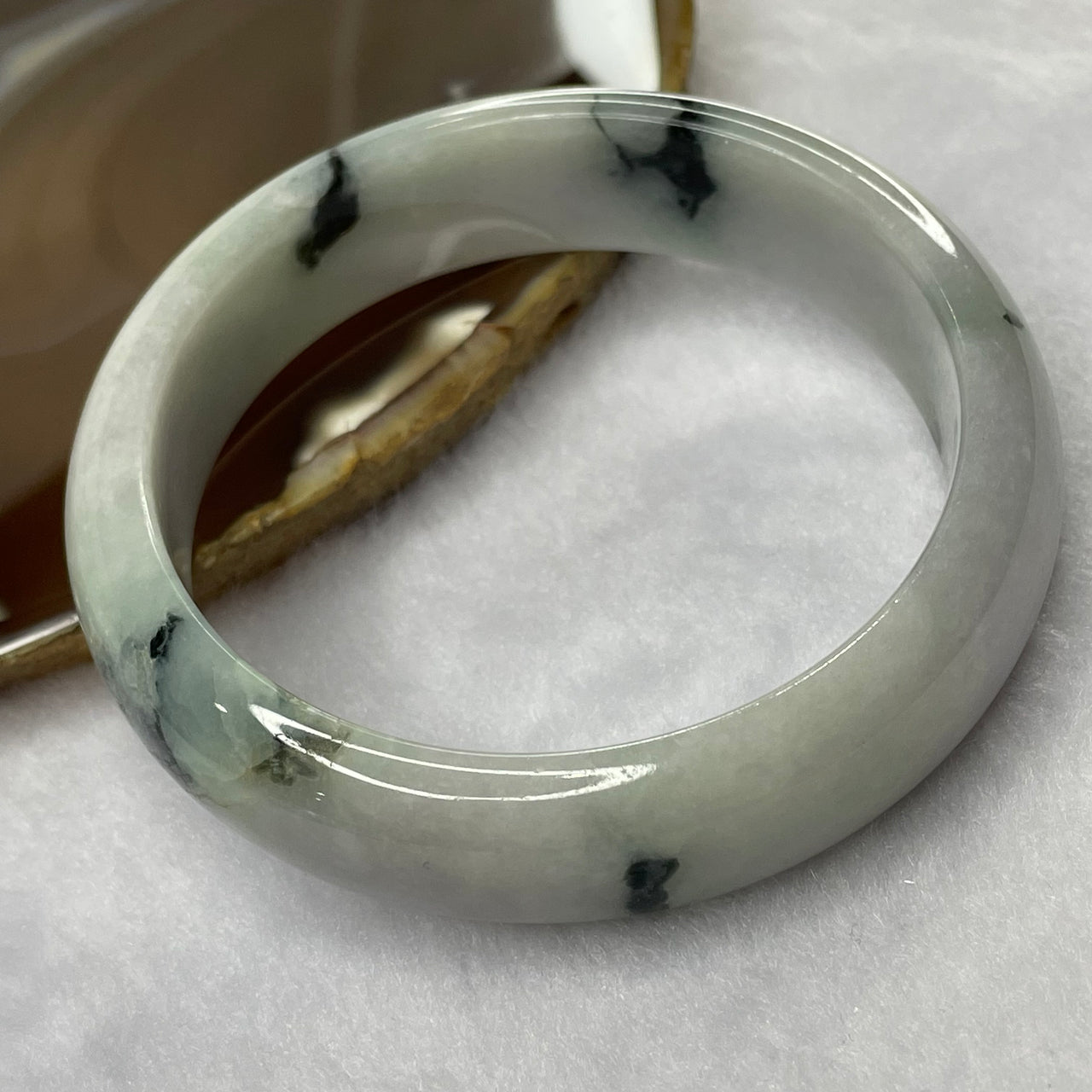 Type A Lavender and Green Piao Hua Jade Jadeite Bangle 69.78g inner Dia 58.9mm 15.4 by 8.0mm (External Rough) - Huangs Jadeite and Jewelry Pte Ltd