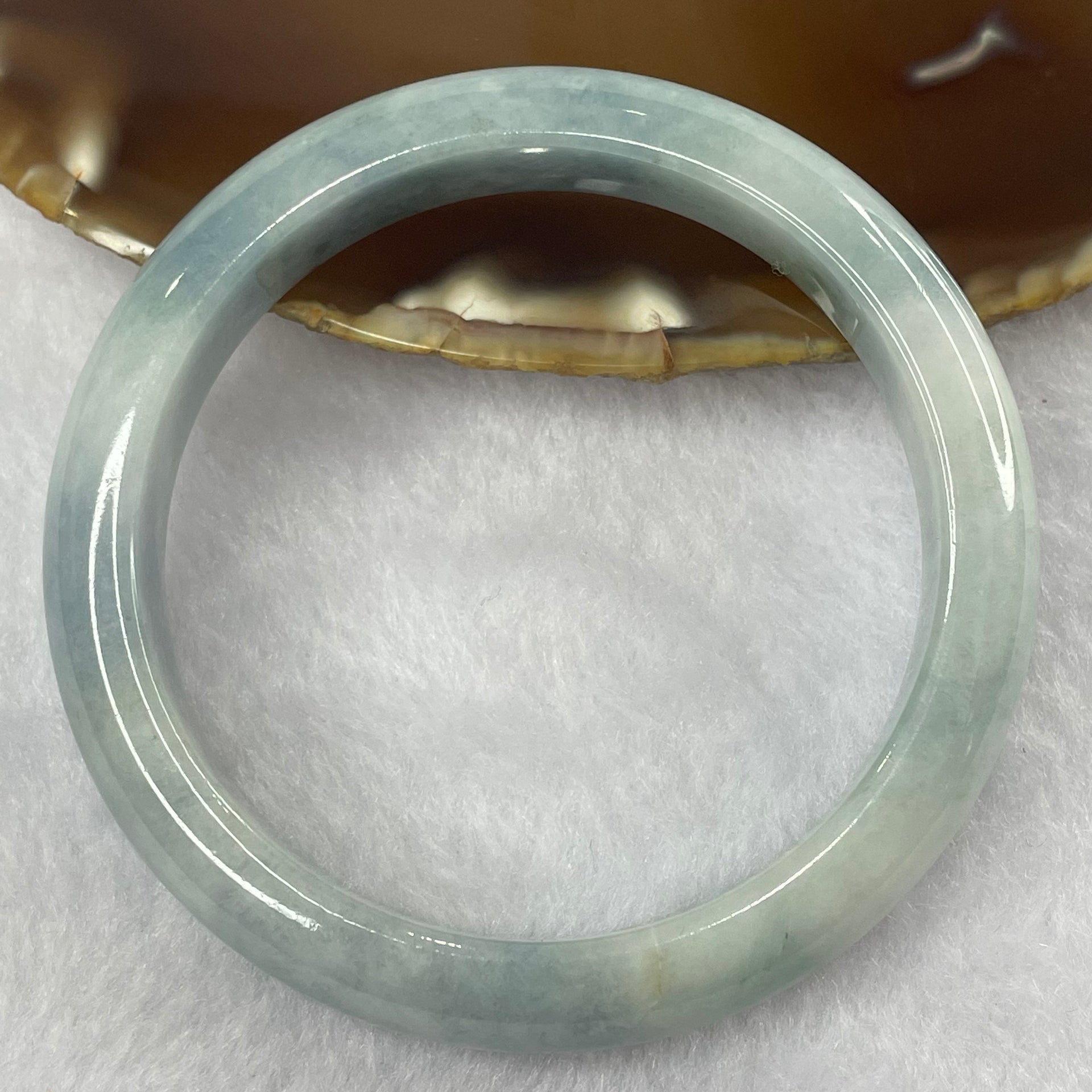 Type A Blue Jade Jadeite Bangle 48.93g inner Dia 56.6mm 11.7 by 7.8mm (External Rough) - Huangs Jadeite and Jewelry Pte Ltd