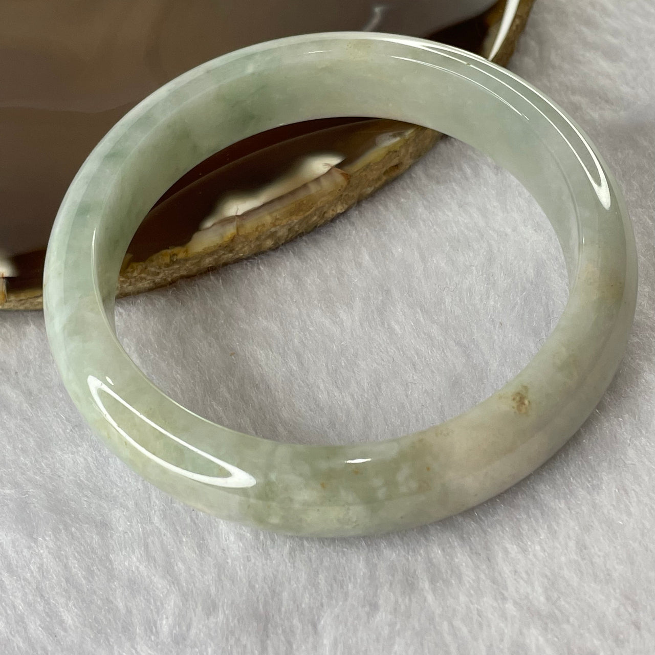 Type A Green with Red Patches Jade Jadeite Bangle 59.78g inner Dia 59.5mm 13.7 by 7.9mm (Slight External Rough) - Huangs Jadeite and Jewelry Pte Ltd