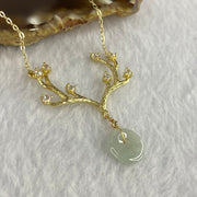 14KGF Necklace with Type A Semi Icy Faint Green Ping An Kou 12.6 by 3.1mm 4.69g - Huangs Jadeite and Jewelry Pte Ltd