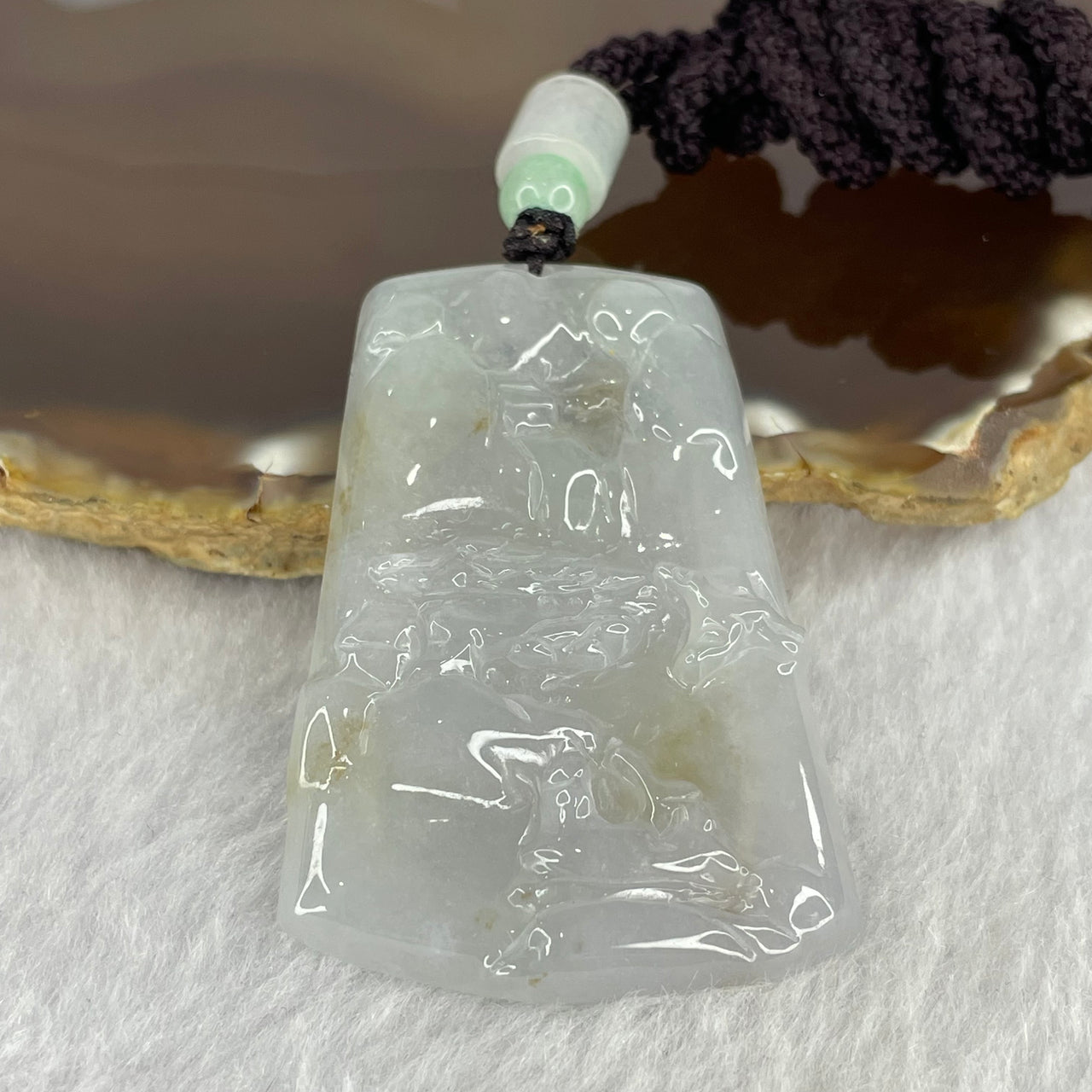 Type A Lavender Green Yellow Jadeite Shan Shui 22.23g 49.3 by 34.4 by 5.6mm - Huangs Jadeite and Jewelry Pte Ltd