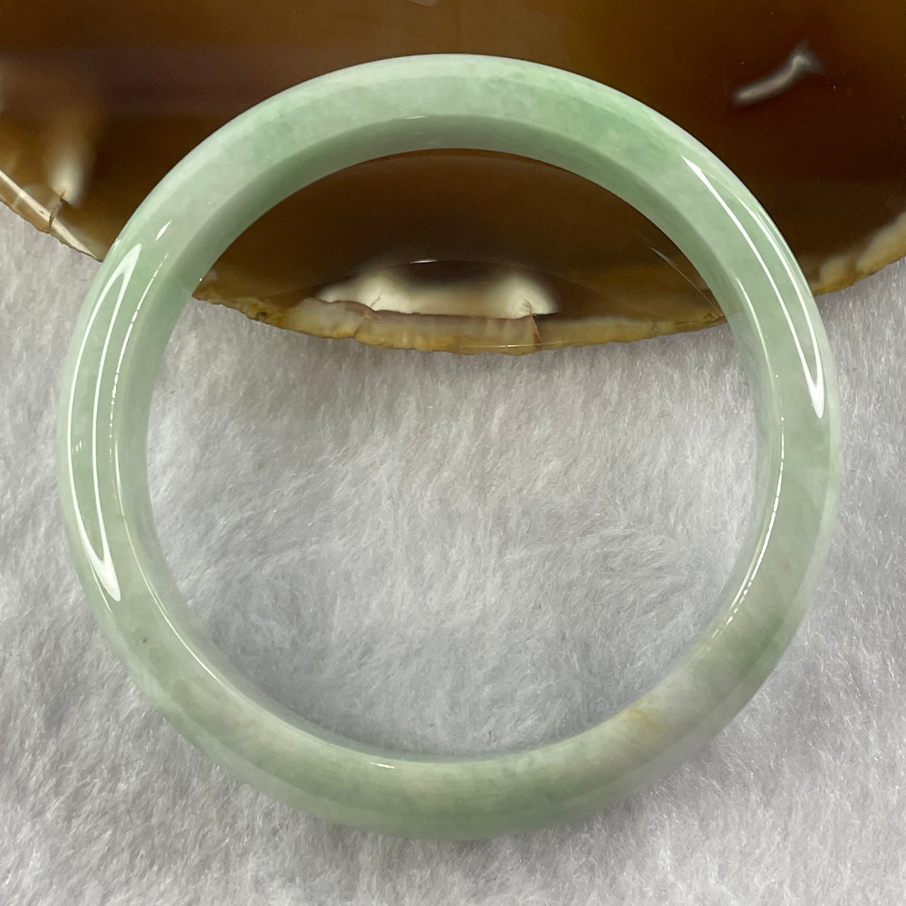 Type A Light Apple Green Jade Jadeite Bangle 49.56g inner Dia 57.8mm 13.0 by 7.3mm - Huangs Jadeite and Jewelry Pte Ltd