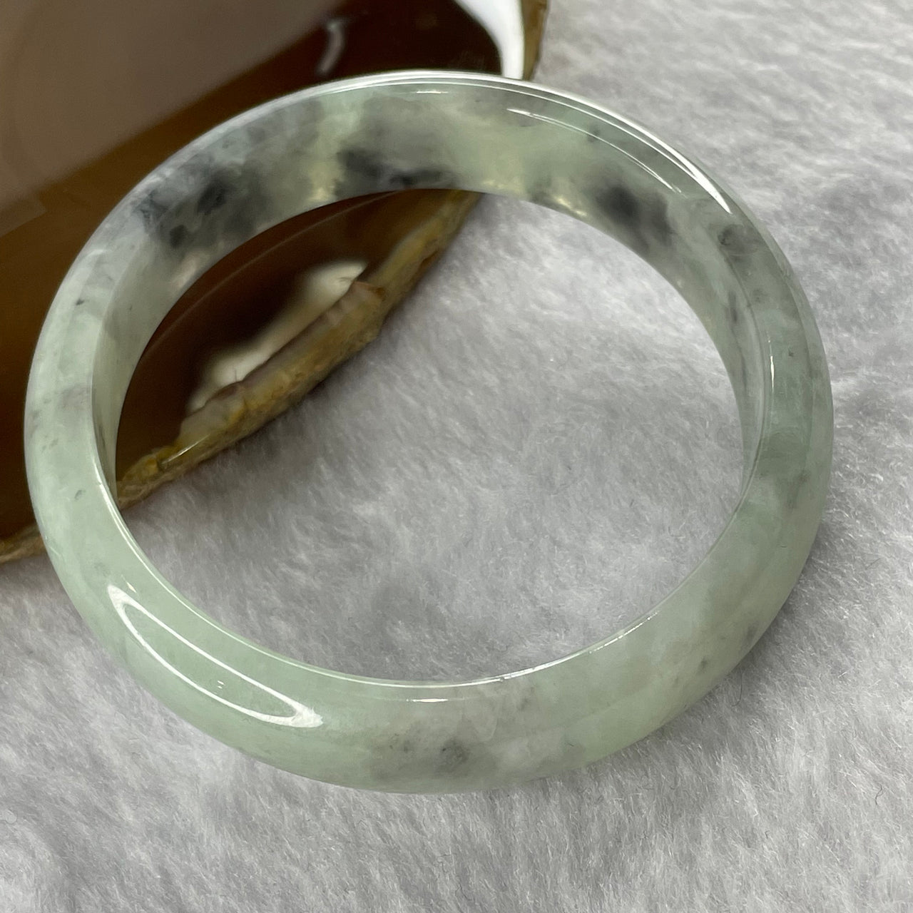 Type A Semi Icy Jelly Green Wuji Jade Jadeite Bangle 49.82g inner Dia 56.9mm 13.7 by 6.7mm (External Lines) - Huangs Jadeite and Jewelry Pte Ltd