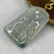 Grand Master Natural Semi Icy Green Piao Hua and Yellow Jade Jadeite Buddha Pendant with 18K Gold Clasp - 18.44g 54.5 by 34.2 by 4.5 mm - Huangs Jadeite and Jewelry Pte Ltd