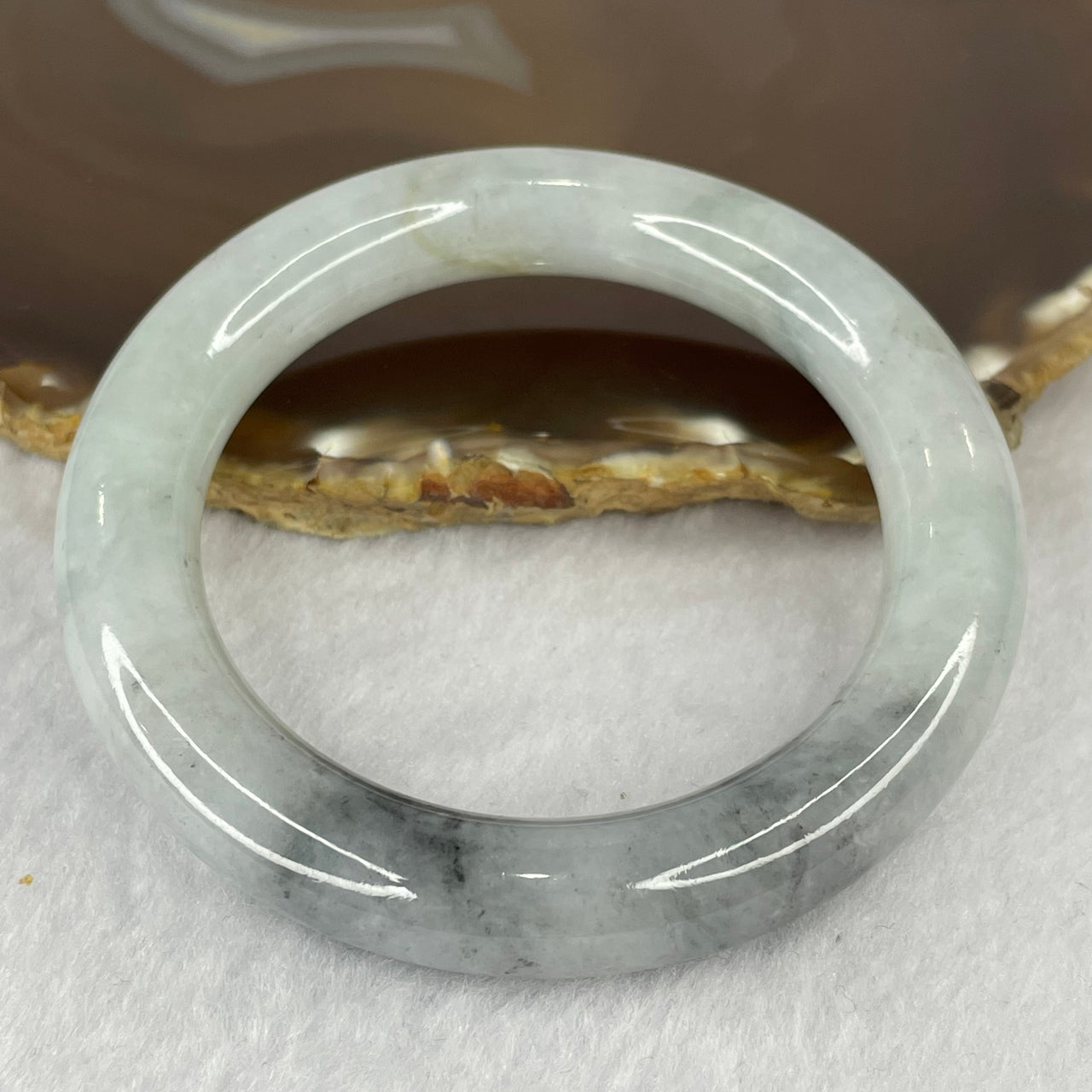 Type A Translucent Grey Wuji Jadeite Bangle 70.95g inner Dia 54.4mm 11.8 by 11.2mm - Huangs Jadeite and Jewelry Pte Ltd