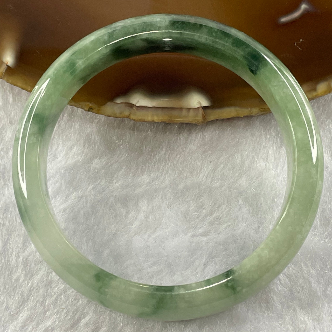 Type A Semi Icy Jelly Green Piao Hua Jade Jadeite Bangle 49.66g inner Dia 55.1mm 13.2 by 7.3mm (Close to Perfect) - Huangs Jadeite and Jewelry Pte Ltd