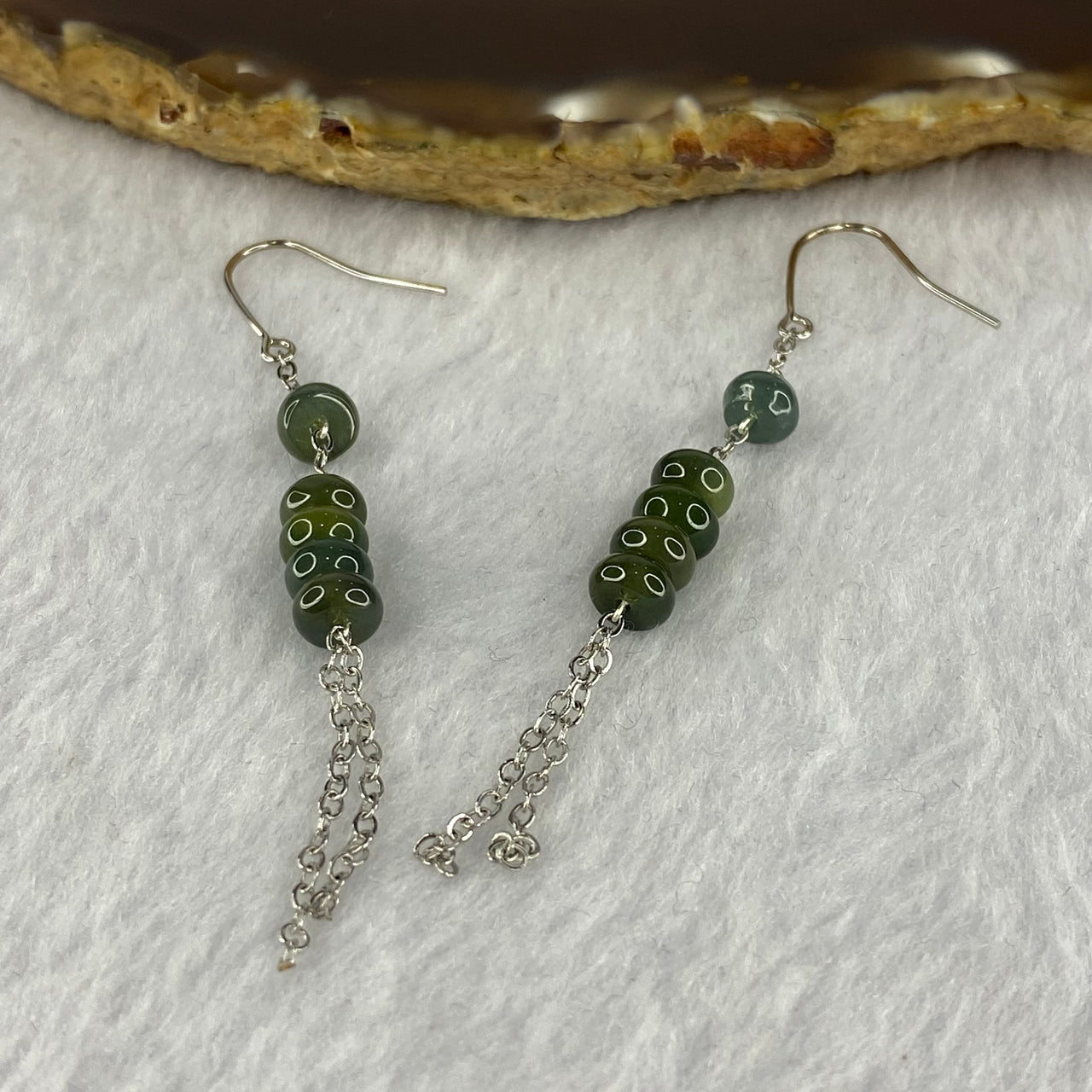 Type A ICY Blueish Green with Yellow Jadeite Donuts each about 6.0 by 2.7mm 935 Silver Earrings 3.27g - Huangs Jadeite and Jewelry Pte Ltd