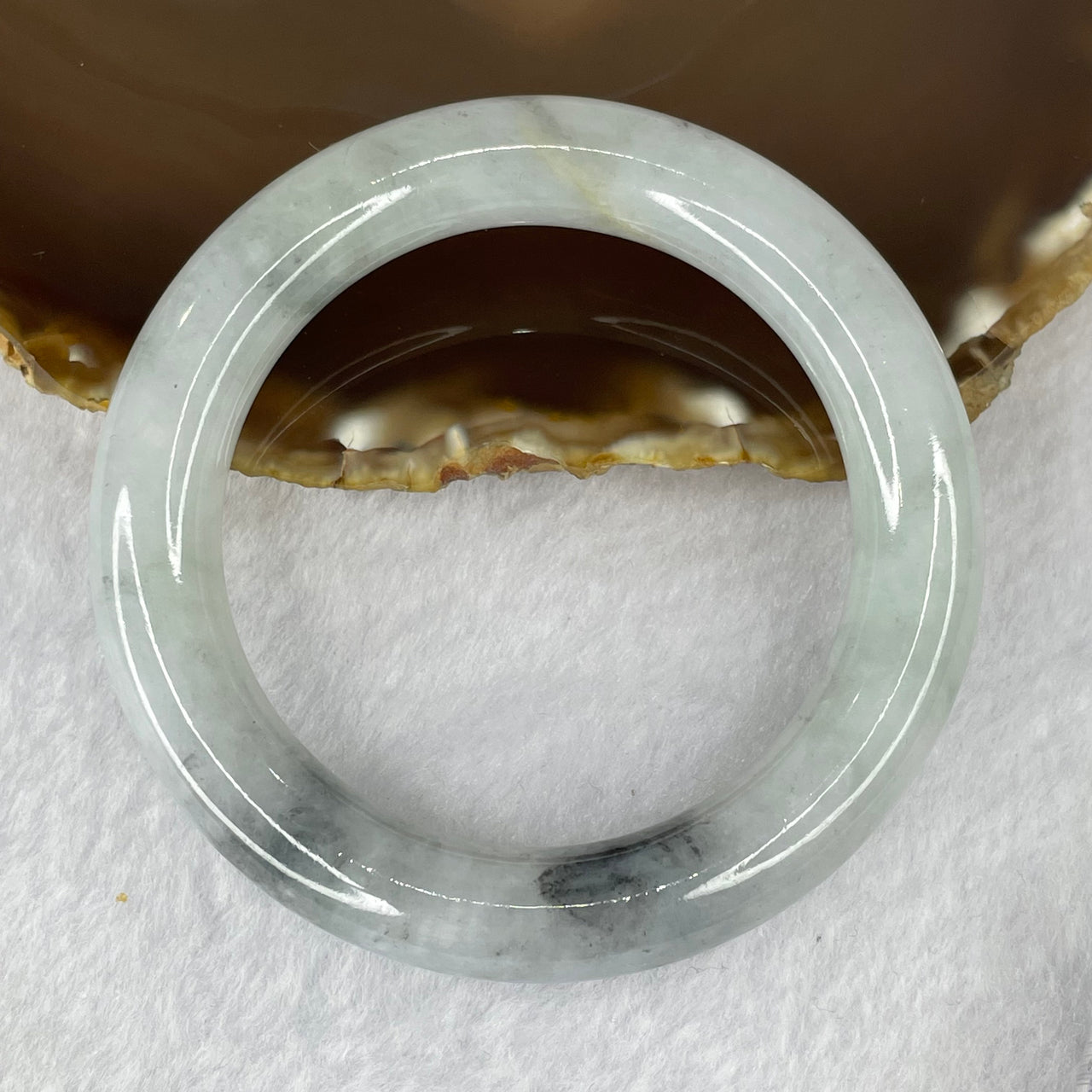 Type A Translucent Grey Wuji Jadeite Bangle 70.95g inner Dia 54.4mm 11.8 by 11.2mm - Huangs Jadeite and Jewelry Pte Ltd