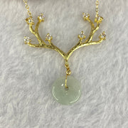 14KGF Necklace with Type A Semi Icy Faint Green Ping An Kou 12.6 by 3.1mm 4.69g - Huangs Jadeite and Jewelry Pte Ltd