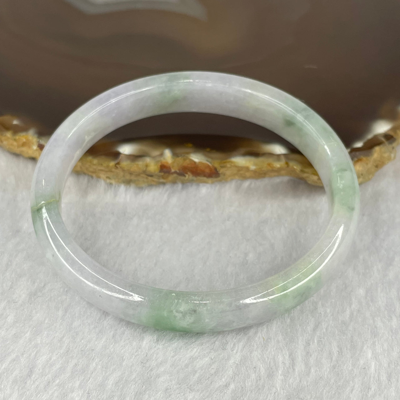 Type A Semi Icy Lavender Green Jadeite Bangle 29.39g inner diameter 54.4mm 10.6 by 5.7mm (external line) - Huangs Jadeite and Jewelry Pte Ltd