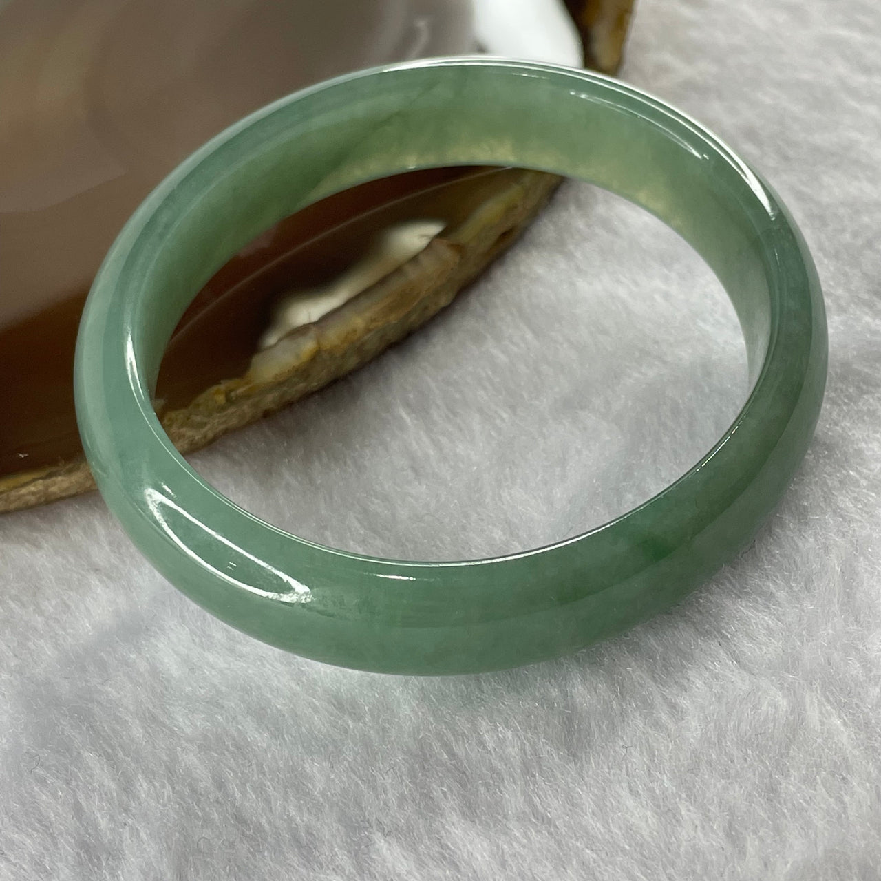 Type A Jelly Green Jade Jadeite Oval Bangle 38.38g inner Dia 54.2mm 12.5 by 6.4mm - Huangs Jadeite and Jewelry Pte Ltd