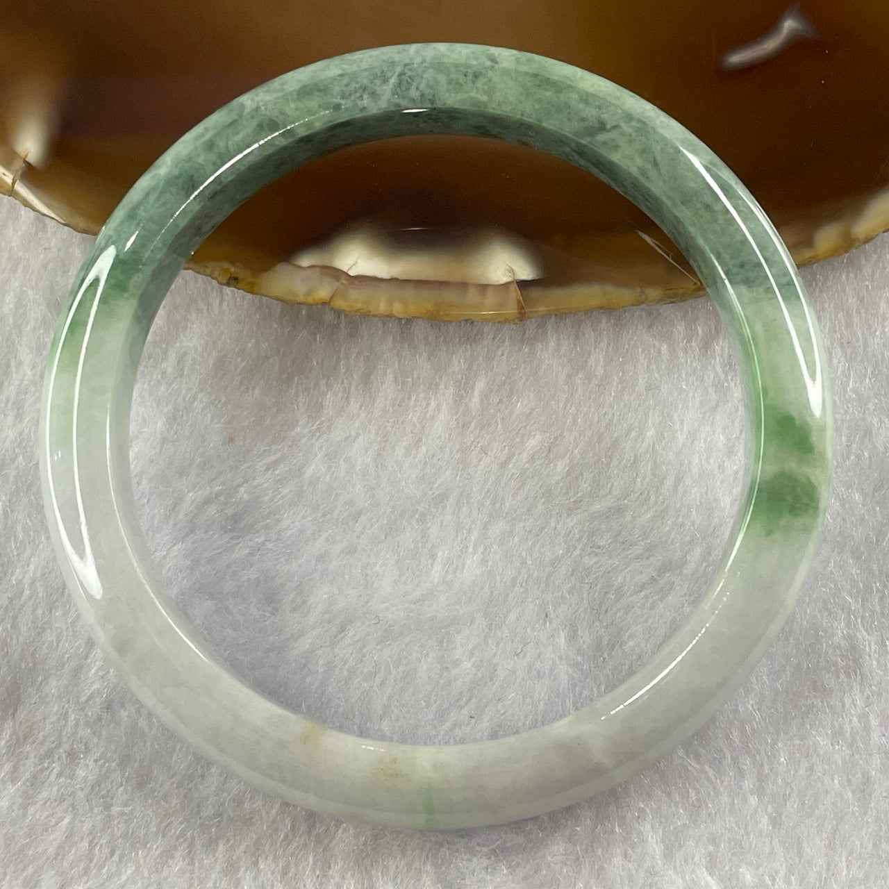 Type A Two Tone Green Jade Jadeite Bangle 35.09g inner Dia 55.5mm 9.3 by 6.9mm - Huangs Jadeite and Jewelry Pte Ltd