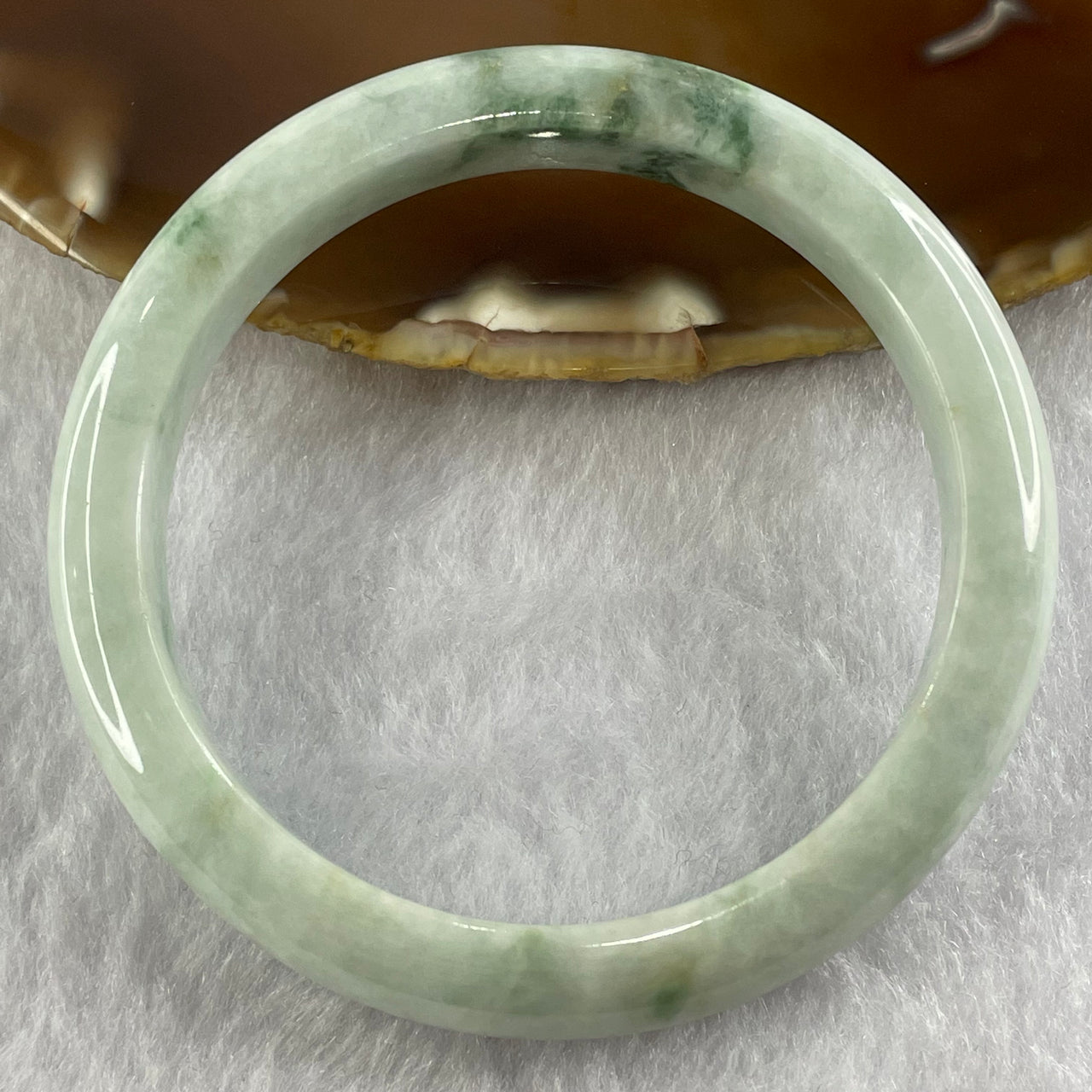 Type A Light Green with Dark Green Piao Hua Jade Jadeite Bangle 41.82g inner Dia 56.6mm 10.0 by 7.8mm (External Rough) - Huangs Jadeite and Jewelry Pte Ltd