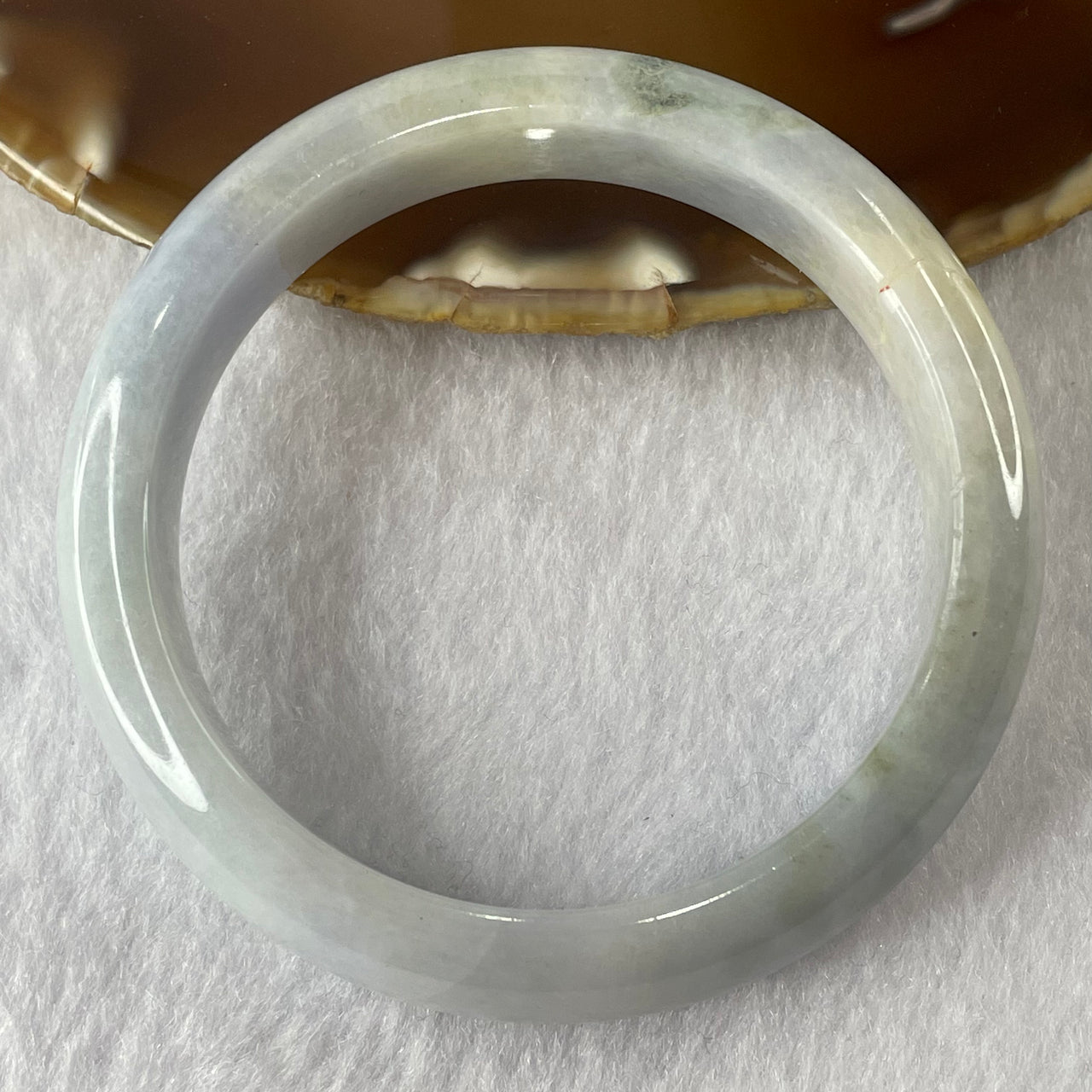 Type A Lavender and Green Jade Jadeite Bangle 59.64g inner Dia 57.9mm 14.0 by 8.1mm (Slight External Rough) - Huangs Jadeite and Jewelry Pte Ltd