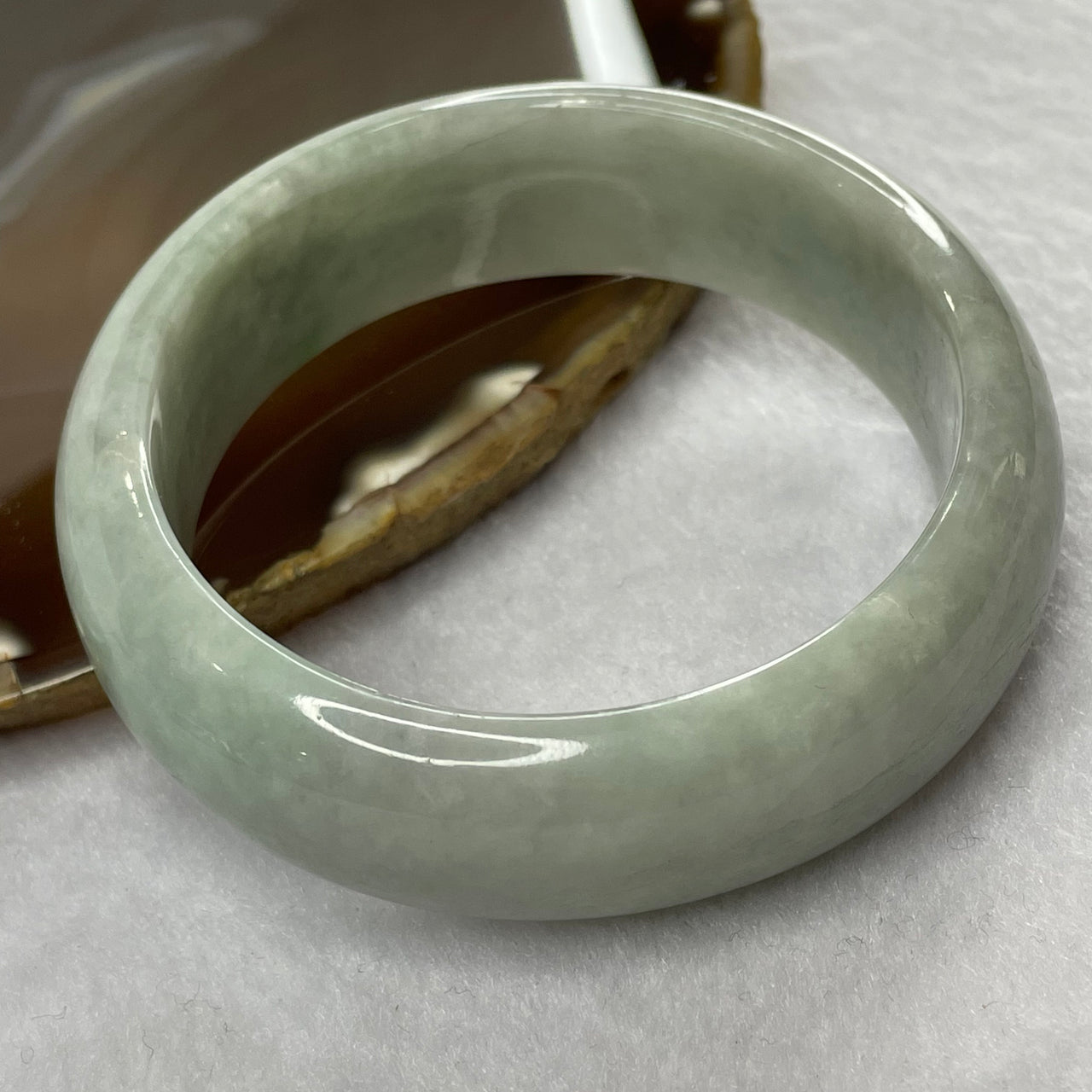 Type A Green Jade Jadeite Thick Bangle 89.75g inner Dia 58.5mm 19.4 by 8.4mm (External Rough) - Huangs Jadeite and Jewelry Pte Ltd