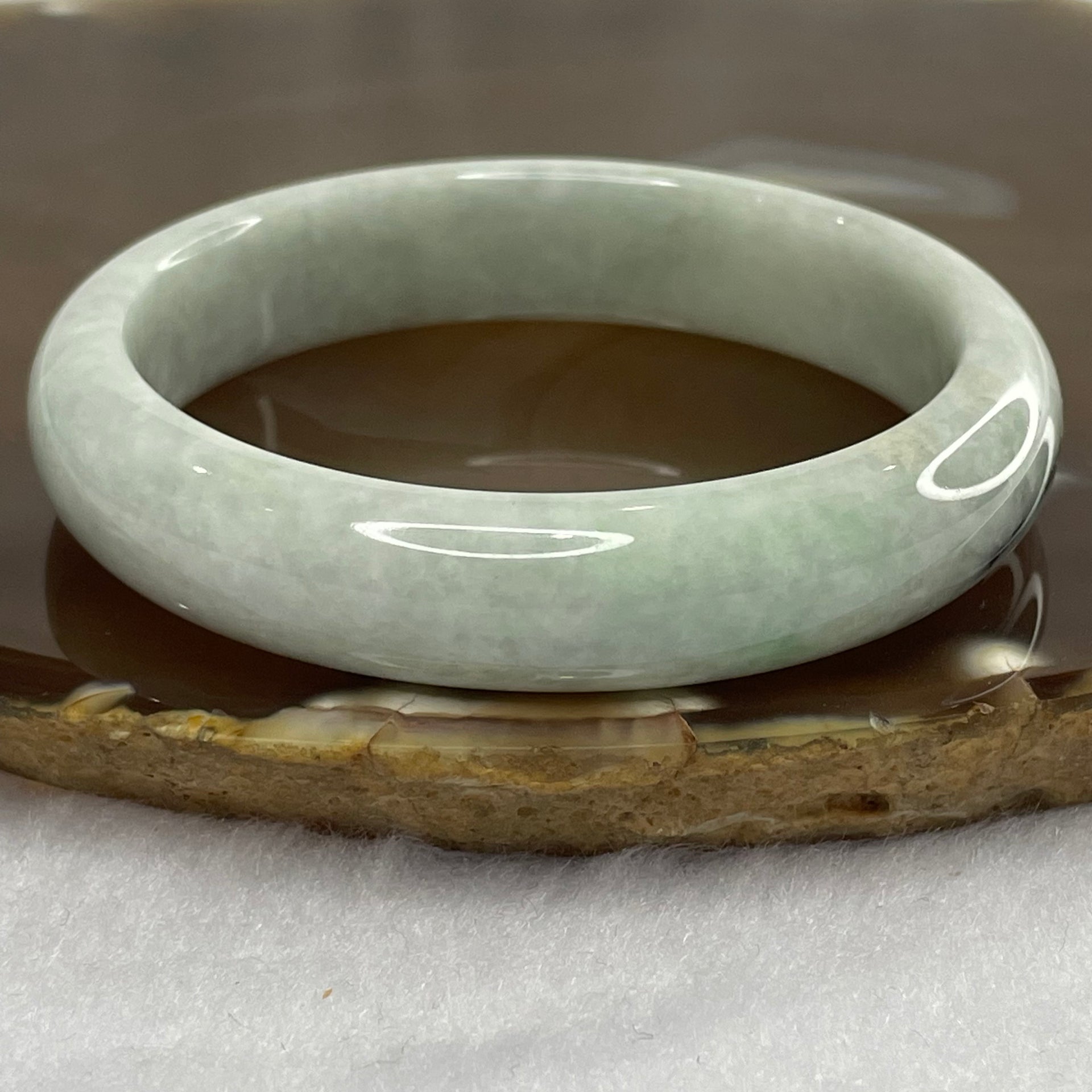 Type A Sky Blue Jade Jadeite Oval Bangle 38.07g inner Dia 51.2mm 11.7 by 7.0mm (Slight Internal Line) - Huangs Jadeite and Jewelry Pte Ltd