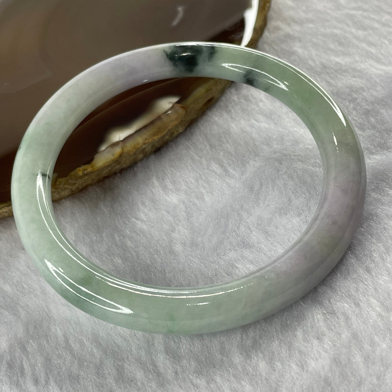 Type A Green and Lavender Jade Jadeite Bangle 35.17g inner Dia 55.5mm 7.6 by 7.7mm (Slight External Rough) - Huangs Jadeite and Jewelry Pte Ltd