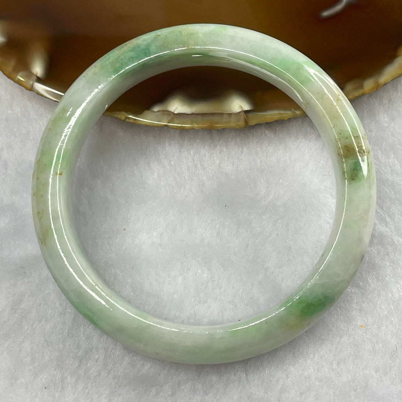 Type A Green, Lavender with Brown Patches Jade Jadeite Bangle 56.07g inner Dia 56.9mm 13.1 by 8.1mm (Slight External Rough) - Huangs Jadeite and Jewelry Pte Ltd