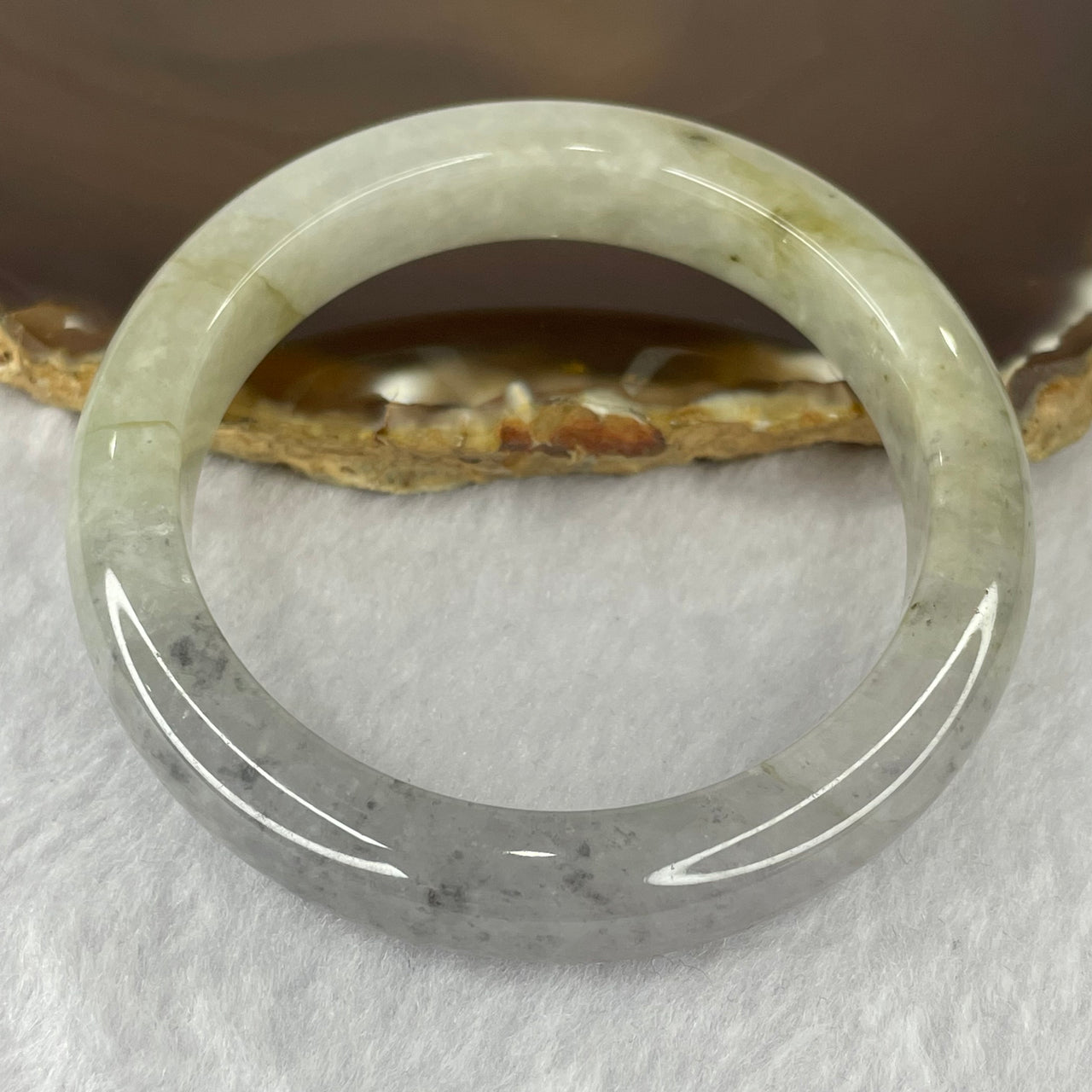 Type A Semi ICY Grey Wuji Green Jadeite Bangle 48.64g 51.8mm 11.2 by 8.4mm (slight external rough) - Huangs Jadeite and Jewelry Pte Ltd