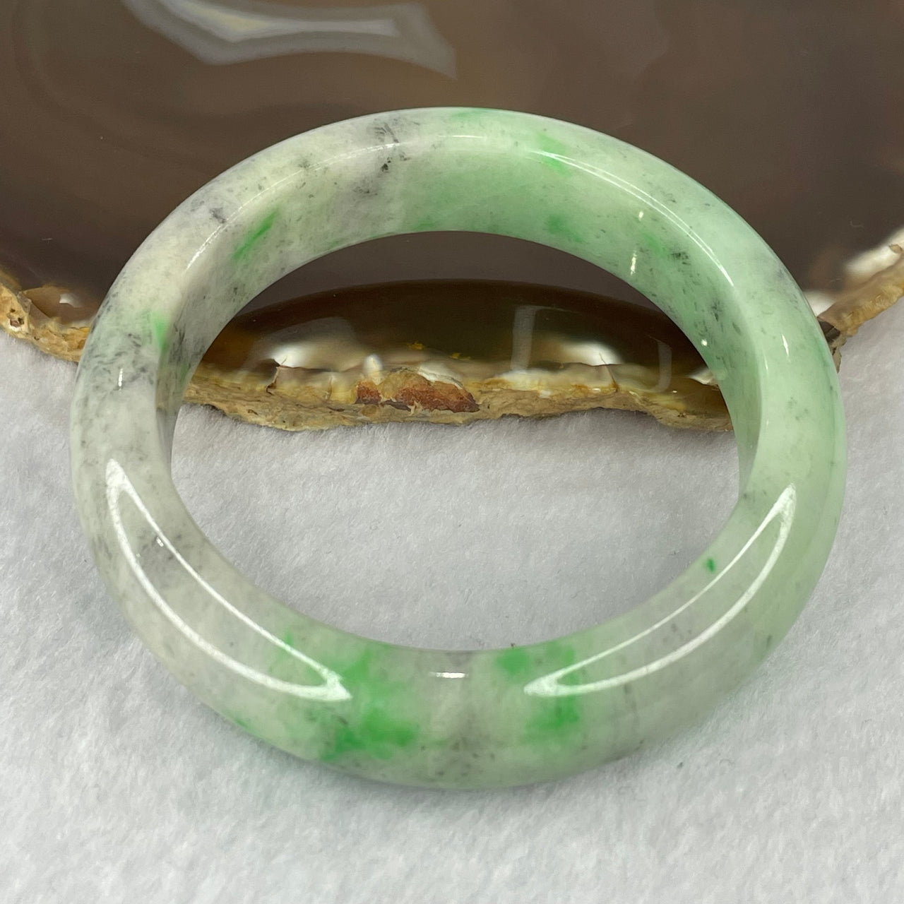 Type A Apple Green Grey Wuji Jadeite 80.10g inner Dia 57.9mm 15.6 by 9.6mm - Huangs Jadeite and Jewelry Pte Ltd