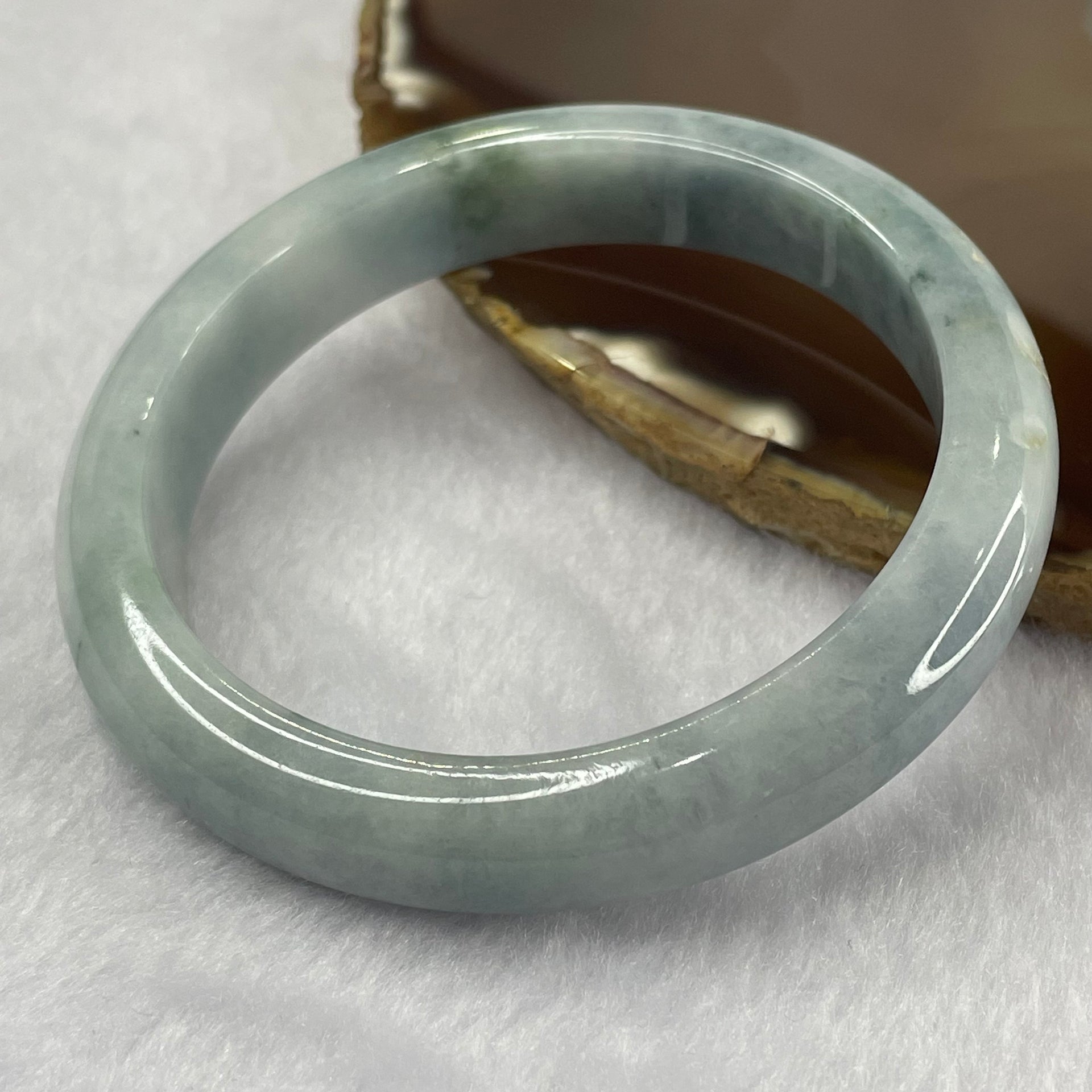 Type A Blue Jade Jadeite Bangle 48.93g inner Dia 56.6mm 11.7 by 7.8mm (External Rough) - Huangs Jadeite and Jewelry Pte Ltd