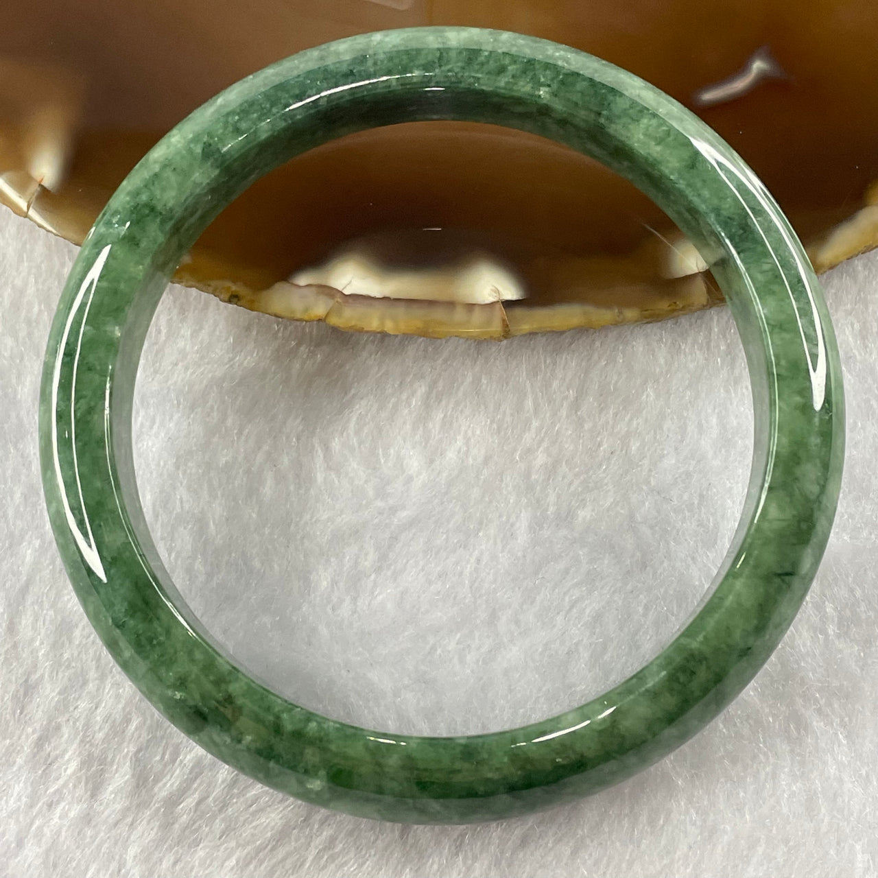 Type A Full Intense Green Jade Jadeite Bangle 50.38g inner Dia 59.4mm 11.6 by 7.6mm - Huangs Jadeite and Jewelry Pte Ltd