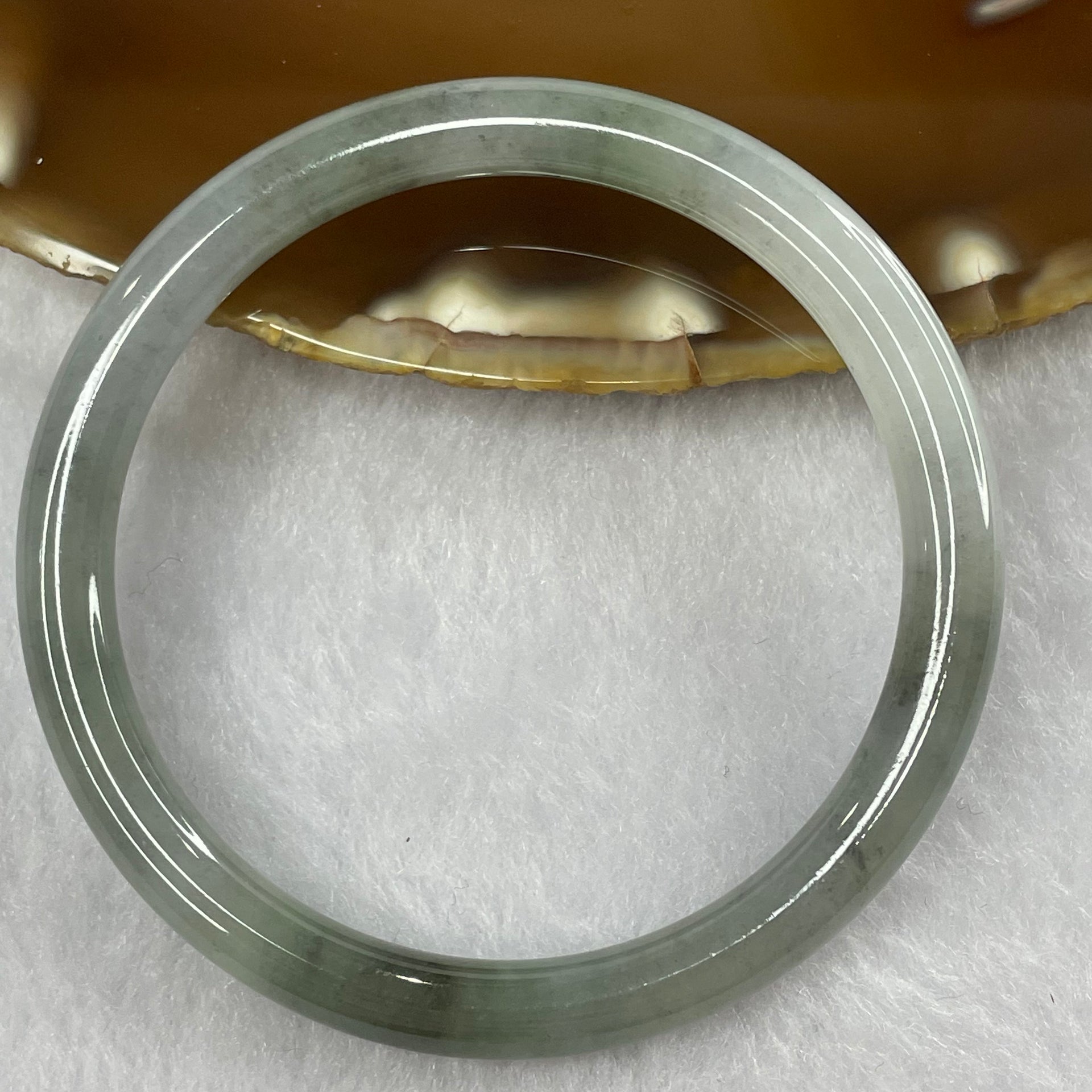 Type A Semi Icy Jelly Wuji Grey and Green Jade Jadeite Round Bangle 17.60g inner Dia 49.8mm 6.0 by 6.0mm (Slight Internal Line) - Huangs Jadeite and Jewelry Pte Ltd