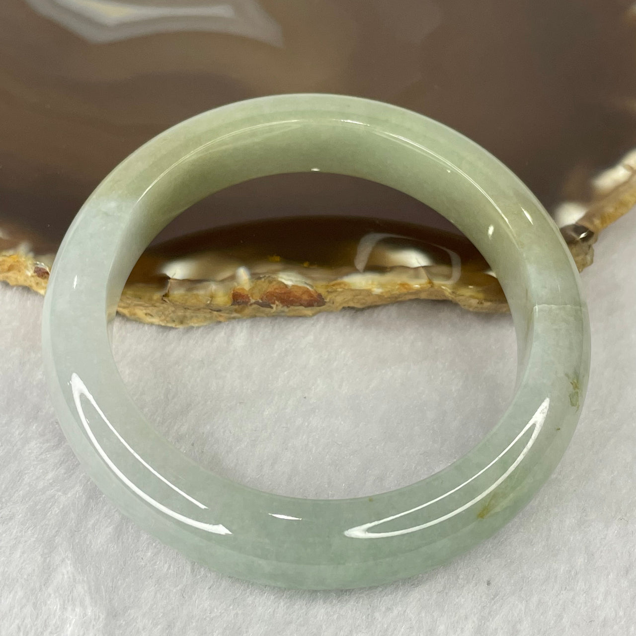 Type A Lavender Green Jadeite Bangle 55.66g inner Dia 53.4mm 12.5 by 8.5mm (very slight external line) - Huangs Jadeite and Jewelry Pte Ltd