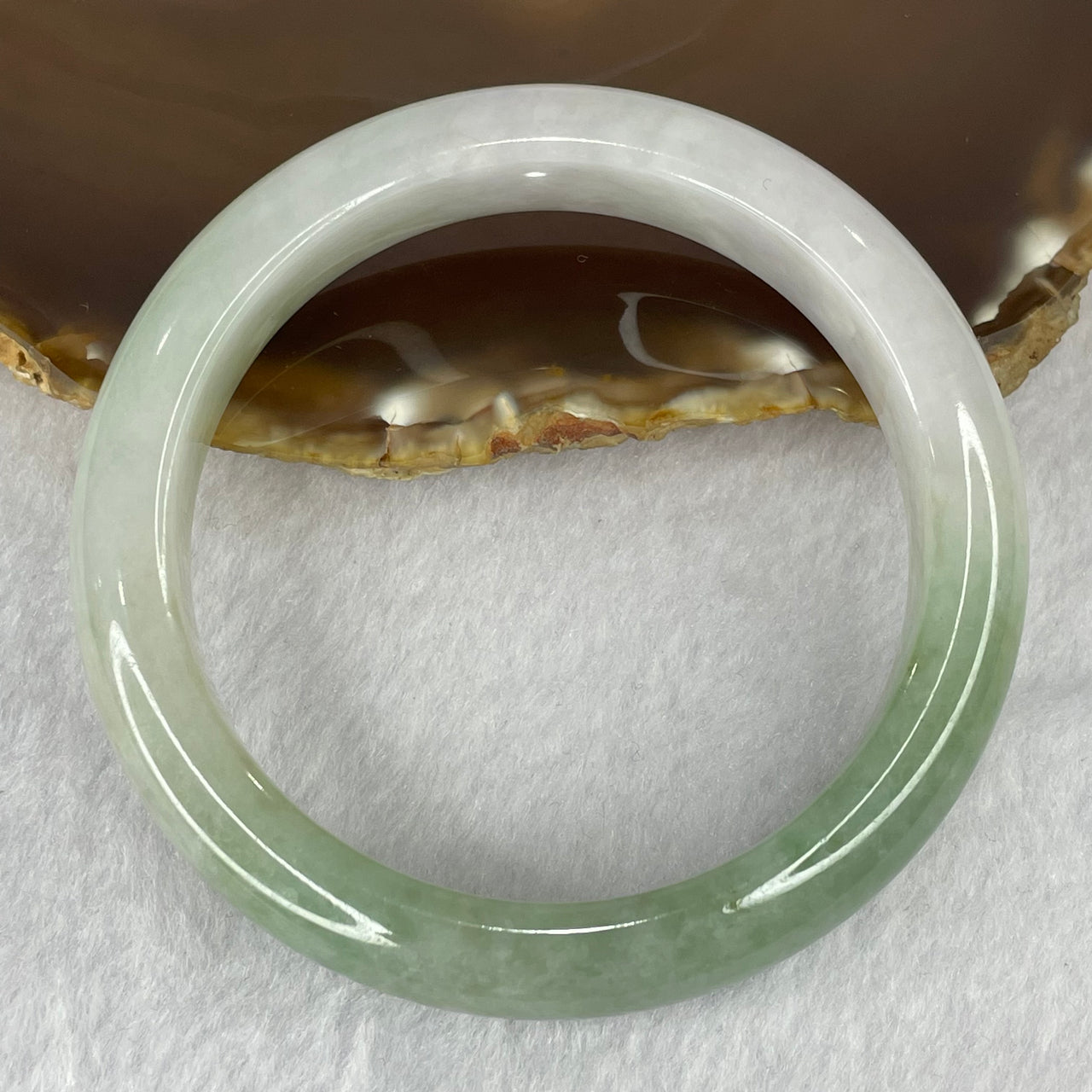 Type A Faint Lavender Green Jadeite Bangle 63.16g Inner Diameter 58.6mm 12.5 by 8.9mm - Huangs Jadeite and Jewelry Pte Ltd