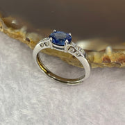 Blue sapphire 5.0 by 6.9 by 2.5mm (estimated) in 925 Silver Ring 1.9g - Huangs Jadeite and Jewelry Pte Ltd