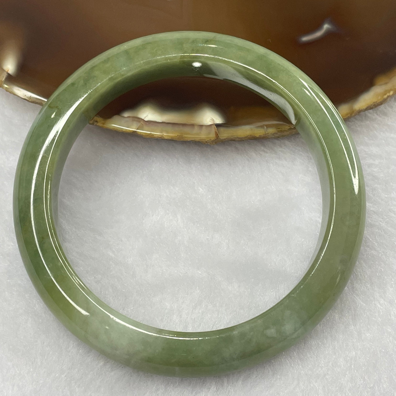 Type A Green, Lavender and Brown Jade Jadeite Bangle 51.05g inner Dia 56.1mm 10.9 by 8.4mm (Slight Internal Line) - Huangs Jadeite and Jewelry Pte Ltd