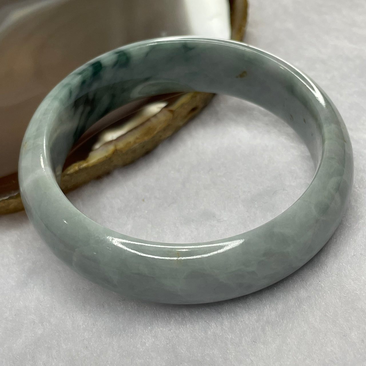 Type A Lavender and Green Piao Hua Jade Jadeite Bangle 60.66g inner Dia 55.3mm 15.6 by 7.8mm (Slight External Rough) - Huangs Jadeite and Jewelry Pte Ltd