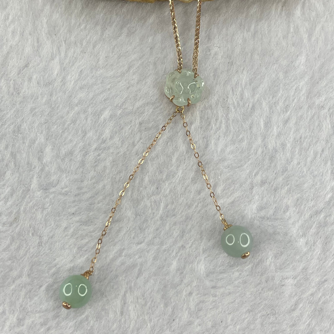 Type A Green Jadeite Flower and Beads in 925 Silver Necklace 5.30g Flower 10.1 by 10.1 by 3.5mm Ball 7.6mm Diameter - Huangs Jadeite and Jewelry Pte Ltd