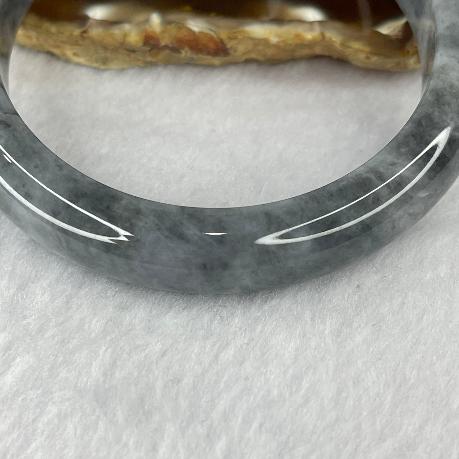 Type A Grey Wuji Jadeite Bangle 65.78g inner Dia 61.0mm 12.1 by 8.9mm - Huangs Jadeite and Jewelry Pte Ltd