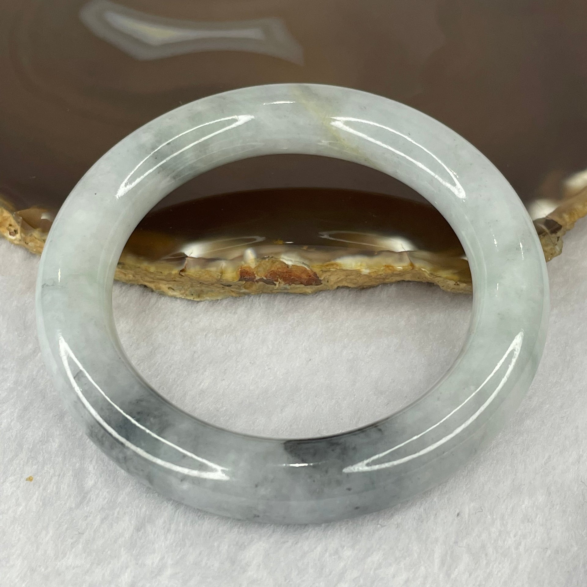 Type A Translucent Grey Wuji Jadeite Bangle 70.95g inner Dia 54.4mm 11.8 by 11.2mm - Huangs Jadeite and Jewelry Pte Ltd