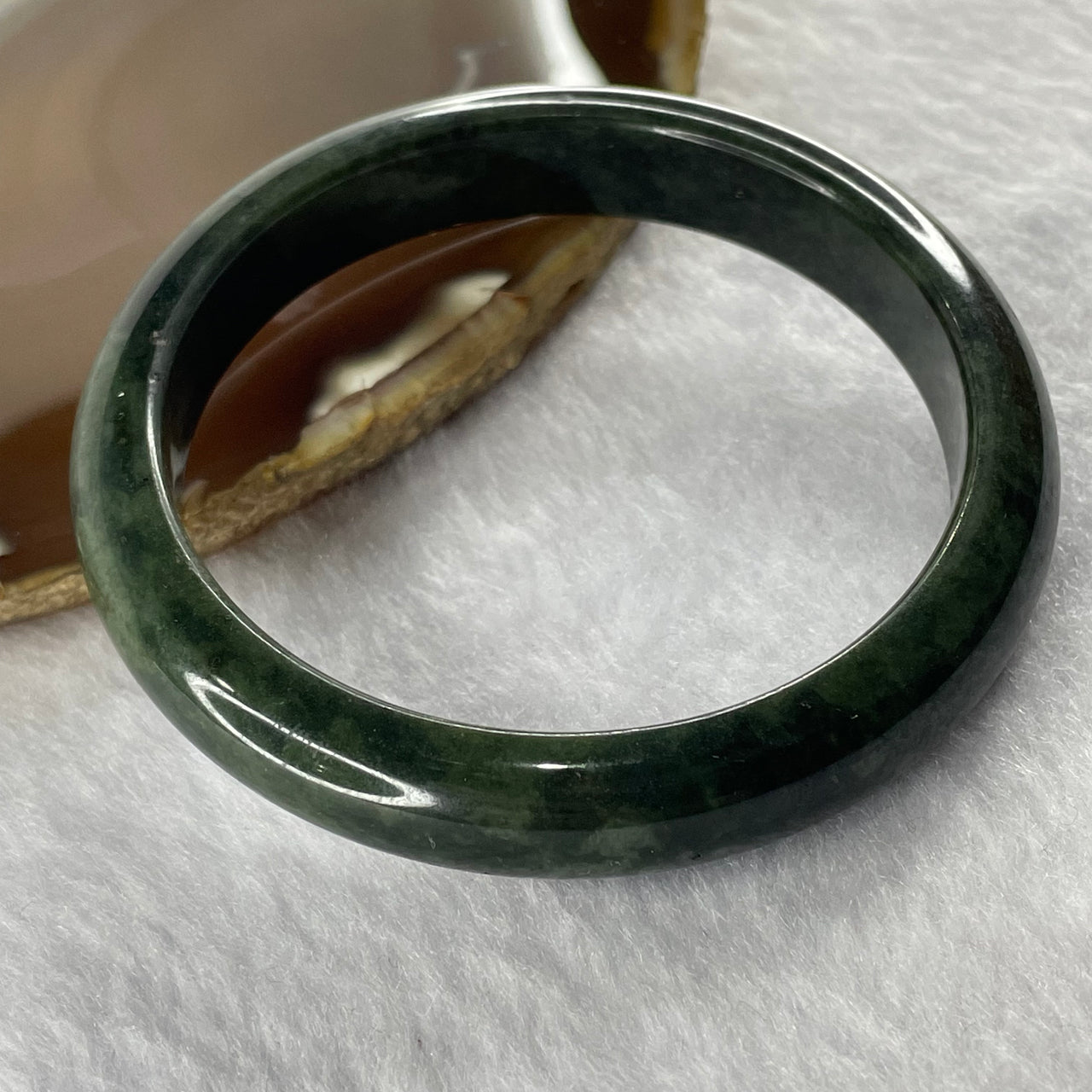 Type A Old Mine Green Jade Jadeite Bangle 43.52g inner Dia 59.8mm 12.0 by 7.7mm (Slight External Rough) - Huangs Jadeite and Jewelry Pte Ltd